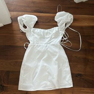Zara white flowered dress size medium